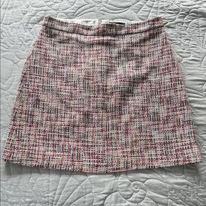 Ann Taylor Tweed Mini Skirt in Pink and White